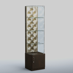 Высокая стеклянная витрина КАПИТОНЕ №6, Дуб Венге + Экокожа золотистая