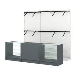 Комплект стеллажей с поручнями П-П и прилавков ЭК-4 для торговли одеждой №15, Темно-Серый