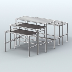 Комплект столов №2-5 с полками зеркало 4мм, Ясень Анкор темный