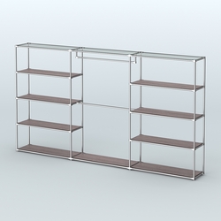 Торговая система ХРОМ без ДСП 3600 мм с полками ДСП и поручнями №1, Ясень Анкор темный