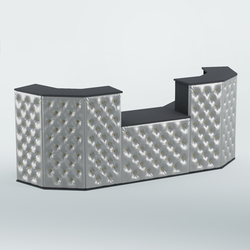 Ресепшен со столом БАРХАТ СЕРЫЙ ПЕРЛАМУТР №3 (карета золото), Антрацит + Экокожа серебристая