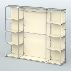 Торговая система ХРОМ (задняя стенка - ДСП) 2430 мм с полками ДСП и поручнями №3, Крем Вайс