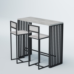 Комплект барный стол "Кофе-брейк" №7 и стулья, Метрополитан Грей