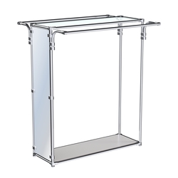 Хромированный стенд-вешало с усиленными поручнями и зеркальным торцом ZTD-11 №1-1 и полкой стекло 6 мм, Серый