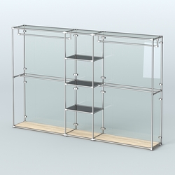 Торговая система ХРОМ (задняя стенка - стекло) 3030 мм с тонированными полками и поручнями №4, Дуб Сонома