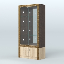 Витрина выставочная с декором №ВБА-3С, Дуб Венге + Дуб Сонома