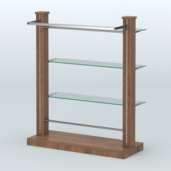 Островная система с перфорацией и тремя стеклянными полками №9, Орех