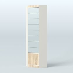 Высокая витрина серии Эконом №305А внутренний угол (без дверей), Белый + Дуб Сонома