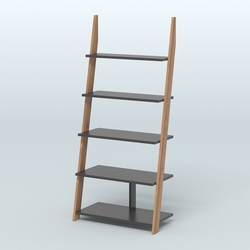 Торговая пристенная стойка ЛОФТ с пятью полками №1-950, Орех + Черный