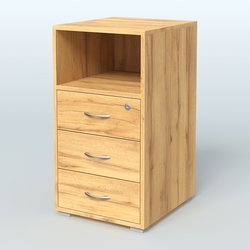 Тумба приставная 3 ящика с нишей, Дуб Золотистый