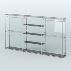 Торговая система ХРОМ (задняя стенка - стекло) 3600 мм с тонированными полками и поручнями №2, Черный