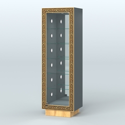 Низкая пристенная витрина с декором НБА-503С, Темно-Серый  + Дуб Золотистый