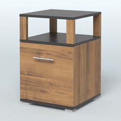 Тумба Динен №2 приставная 1 распашной фасад с надставкой, Орех + Черный