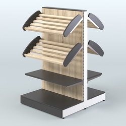 Низкий островной широкий стеллаж для хлеба и выпечки СХОН-02, Черный + Дуб Сонома