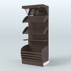 Стеллаж для хлеба и выпечки с нижней корзиной - накопителем и фризом Феникс №12ФК, Дуб Венге