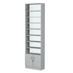 Стеллаж из ДСП с 7-ю полками 250x600 мм серии LEVEL-7 №4-1 (З/C - СТЕКЛО), Серый