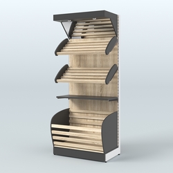 Стеллаж для хлеба и выпечки с нижней корзиной - накопителем и фризом Феникс №12ФК, Черный + Дуб Сонома