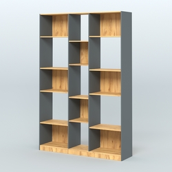 Стеллаж из ДСП серии ЛОФТ №14-1, Темно-Серый  + Дуб Золотистый