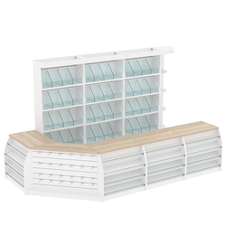 Комплект кассовой зоны со стеллажами под конфеты и орехи большой №3, Белый + Дуб Сонома