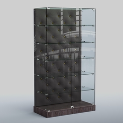 Низкая стеклянная витрина с КРЕМОВЫМ БАРХАТОМ ХП-505 (карета золото), Ясень темный+16 G