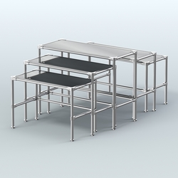 Комплект столов №2-5 с полками зеркало 4мм, Темно-Серый