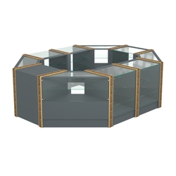 Торговый островок с прозрачными полками и молдингами №2 (4,72 кв.м), Темно-Серый