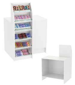 Торговый кассовый прилавок с высоким модулем для импульсных покупок Импульс №2-1-450, Белый