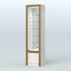 Витрина с декором и стеклянными полками №ВБА-504С, Ясень Анкор светлый