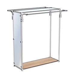 Хромированный стенд зеркальный ZTD-38 №1-1 с полкой стекло 6 мм (прозрачное), Дуб Сонома