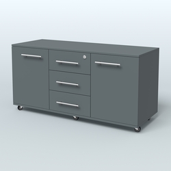 Тумба сервисная с 3 ящиками с замком и 2 фасадами Индиго Вуд, цвет дуб темный + белый, Темно-Серый