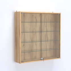 Витрина настенная №204-1А с узкими прозрачными полками, Дуб Золотистый