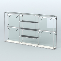 Торговая система ХРОМ (задняя стенка - стекло) 3600 мм с тонированными полками и поручнями №5, Белый