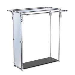 Хромированный прямоугольный стенд-вешало, торец-зеркало ZTD-38 №1-4 с полкой Зеркало 4 мм, Черный