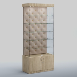 Высокая стеклянная витрина КАПИТОНЕ №501, Дуб сонома + 02 Beige