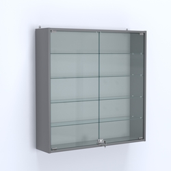 Витрина настенная №204-1А с узкими прозрачными полками, Темно-Серый