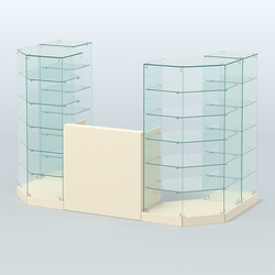 Торговый стеклянный павильон Абсолют №8 (открытый) (3 кв.м), Крем Вайс