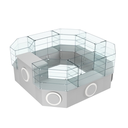 Торговый стеклянный островок с накладками серии КРУГ №2 (7,62 кв.м), Серый