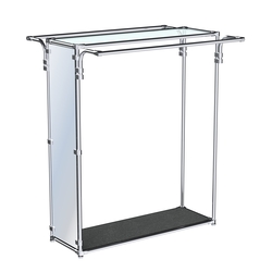 Хромированный стенд зеркальный ZTD-38 №1-1 с полкой стекло 6 мм (прозрачное), Антрацит