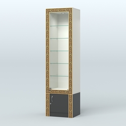 Витрина с декором и пятью прозрачными полками №ВБА-502, Белый и Черный