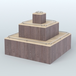 Островок-пирамида с хромирован- ными ограничителями для торговых центров №1-ХО, Ясень Анкор темный и Дуб Сонома