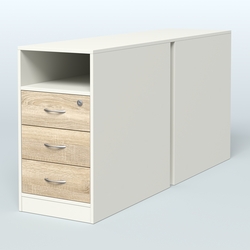Тумба приставная/опорная двойная, Белый + Дуб Сонома
