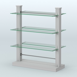 Островная система с перфорацией и шестью стеклянными полками №18, Серый