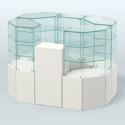 Стеклянный островок-павильон серии КОЛЬЦО шестигранный №4, Белый