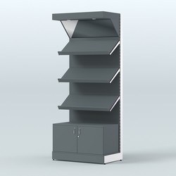 Стеллаж для хлеба и выпечки с тремя наклонными полками, накопителем и фризом Феникс №11ФН, Темно-Серый