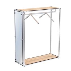Хромированный стенд островной, торец-зеркало ZTD-12 №1-3 с полками ДСП 16 мм, Дуб Сонома