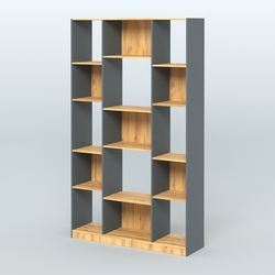 Стеллаж из ДСП серии ЛОФТ №12-1, Темно-Серый  + Дуб Золотистый