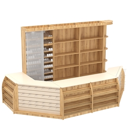 Комплект кассовой зоны со скошенным фасадом и стеллажом под сигареты большой №3-1, Дуб Золотистый Крем Вайс