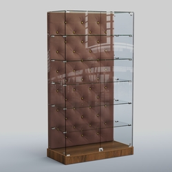 Низкая стеклянная витрина с КРЕМОВЫМ БАРХАТОМ ХП-505 (карета золото), Орех + 03 Mika