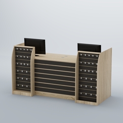 Ресепшен Атлант с накладными планками и экономпанелями №8, Дуб Сонома + Черный