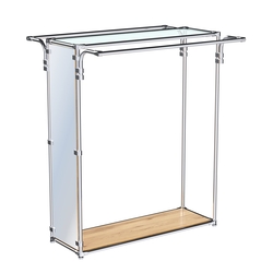 Хромированный стенд зеркальный ZTD-38 №1-1 с полкой стекло 6 мм (прозрачное), Дуб Золотистый